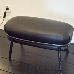 BD Barcelona Loungesessel|Sessel Grasso Bezug Leder Sauvage S Black Schwarz Gestell Metall Schwarz Inklusive Fußhocker