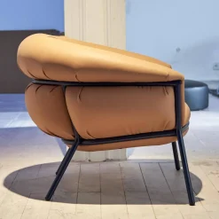 BD Barcelona Loungesessel|Sessel Grasso Bezug Leder Florida 2050 F Nude 22 Orange Gestell Blue 5011 Nachtblau