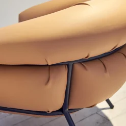 BD Barcelona Loungesessel|Sessel Grasso Bezug Leder Florida 2050 F Nude 22 Orange Gestell Blue 5011 Nachtblau