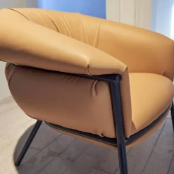 BD Barcelona Loungesessel|Sessel Grasso Bezug Leder Florida 2050 F Nude 22 Orange Gestell Blue 5011 Nachtblau