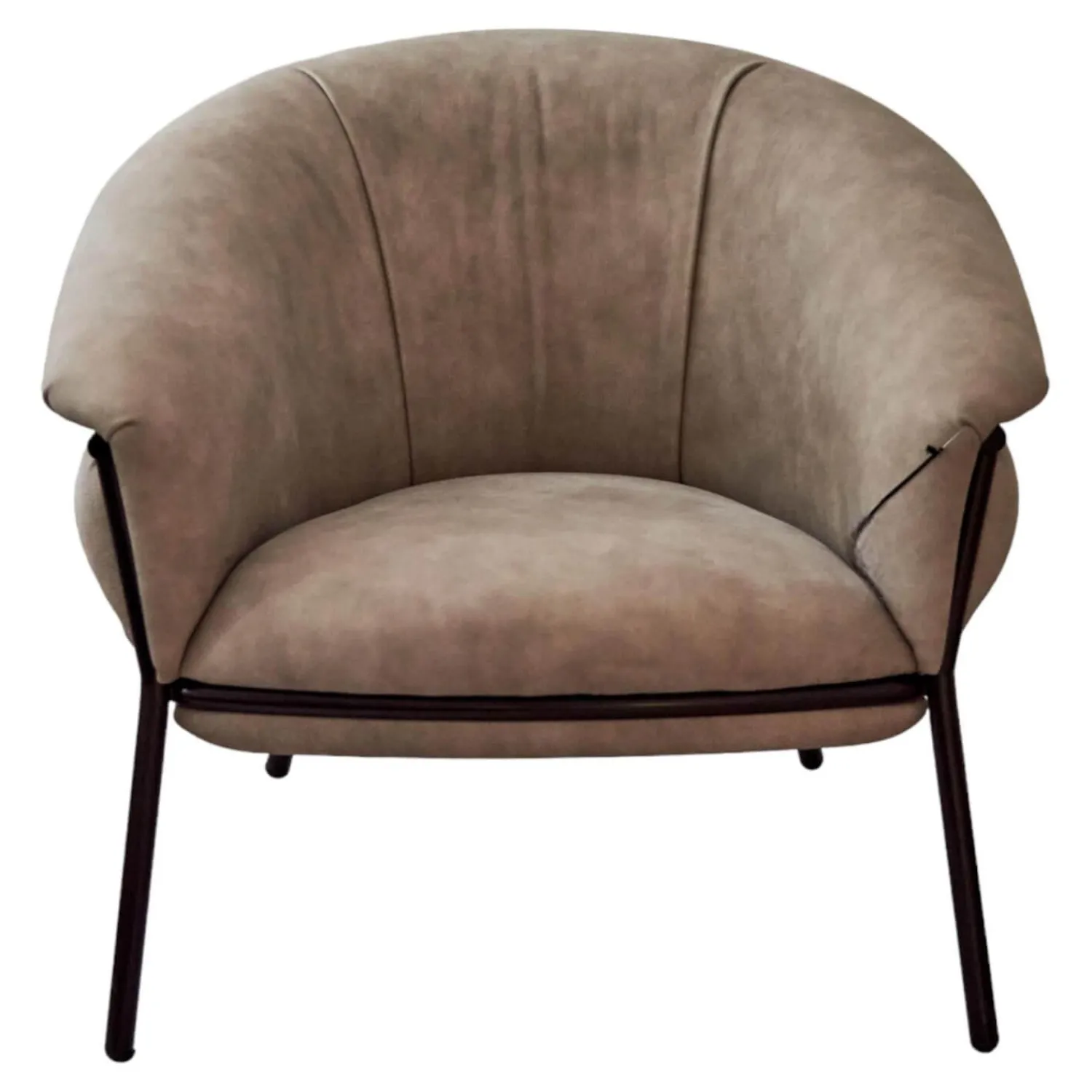 BD Barcelona Loungesessel|Sessel Grasso Textil Leder V19 T Moro Rustico Grau Beige Gestell Black 0911 Schwarz Metall