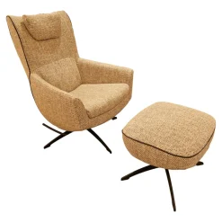 Jori Relaxsessel|Sessel Griffon Lounge Mit Hocker Bezug Mamaye C0201 4-Sternfuß Gekrümmt Schwarz