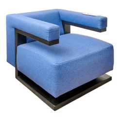 Tecta Loungesessel|Sessel Gropius F51 Stoff Dama 0077 Blau Gestell Esche Schwarz