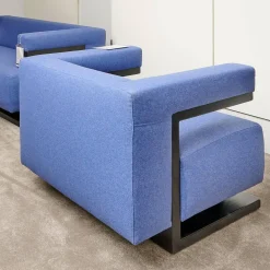Tecta Loungesessel|Sessel Gropius F51 Stoff Dama 0077 Blau Gestell Esche Schwarz