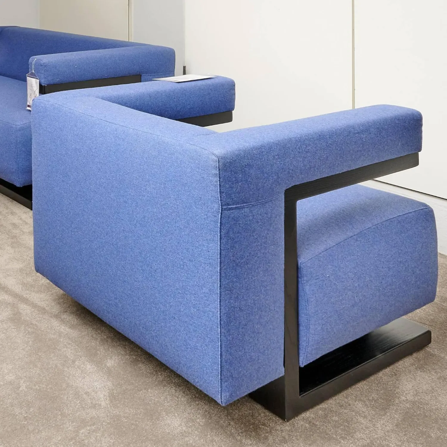Tecta Loungesessel|Sessel Gropius F51 Stoff Dama 0077 Blau Gestell Esche Schwarz