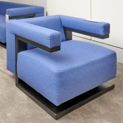 Tecta Loungesessel|Sessel Gropius F51 Stoff Dama 0077 Blau Gestell Esche Schwarz