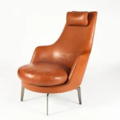 Flexform Relaxsessel|Sessel Guscioalto Leder Braun Füße Metall Movin Brüniert