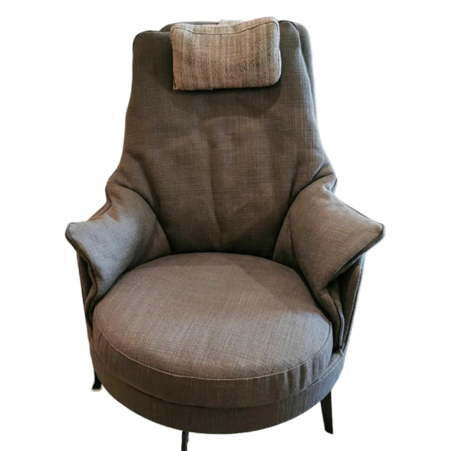 Flexform Relaxsessel|Sessel Guscioalto Light Stoff EBE 1162 Gestell Brüniert Drehbar mit Nackenkissen