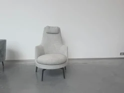 Flexform Relaxsessel|Sessel Guscioalto 015M41 Soft Stoff Top Topazio 990 Grau Gestell Metall Brüniert Inklusive Kissen