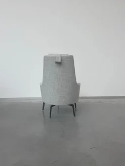 Flexform Relaxsessel|Sessel Guscioalto 015M41 Soft Stoff Top Topazio 990 Grau Gestell Metall Brüniert Inklusive Kissen