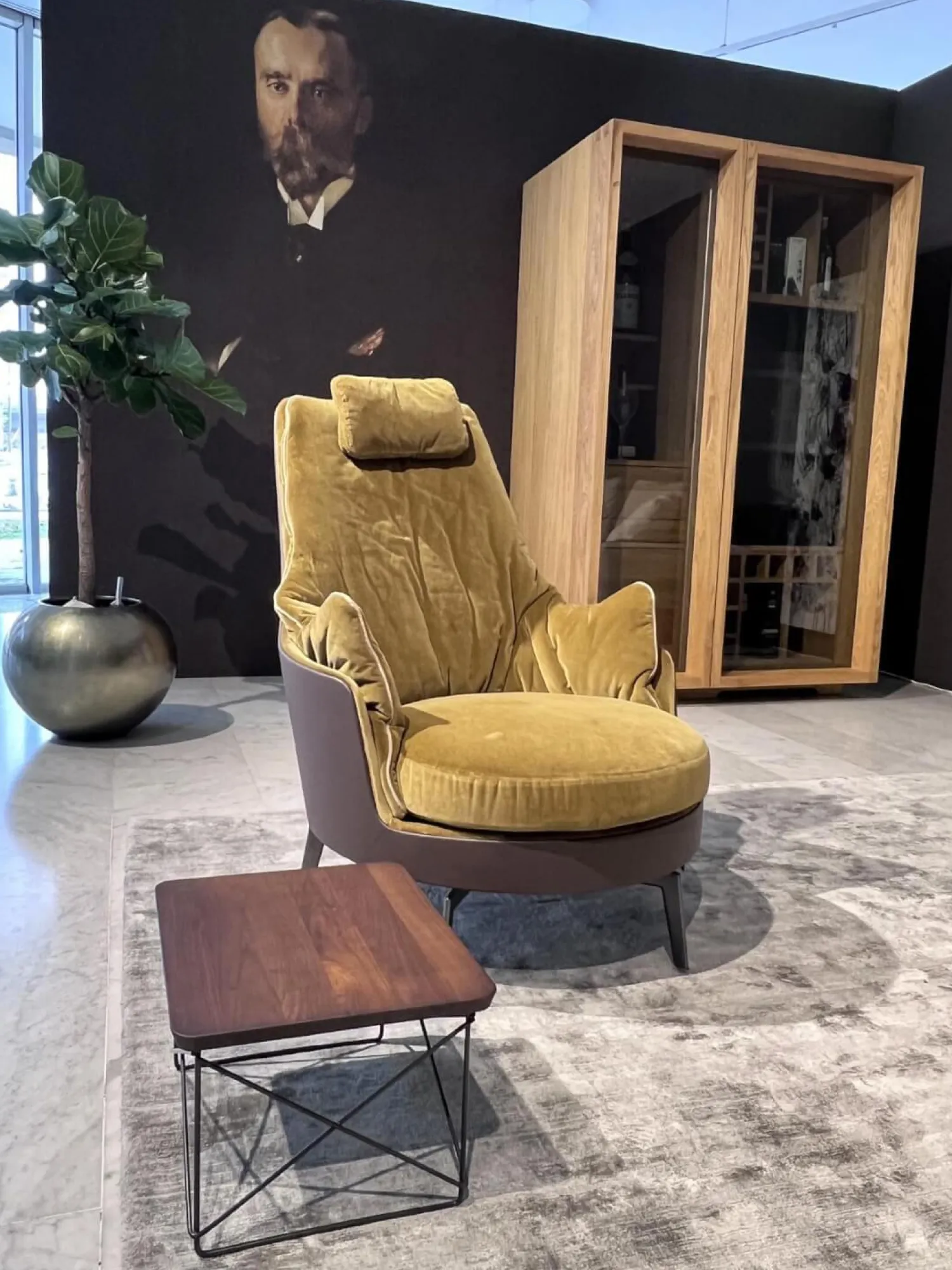 Flexform Relaxsessel|Sessel Guscioalto 015M21 Stoff Star Bronze Pelle de Luxe Schokobraun