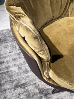 Flexform Relaxsessel|Sessel Guscioalto 015M21 Stoff Star Bronze Pelle de Luxe Schokobraun