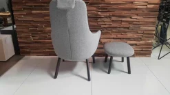 Vitra Relaxsessel|Sessel HAL Lounge Chair Stoff Credo SaltnPepper Grau mit Ottoman und Sitzkissen