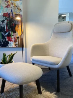 Vitra Relaxsessel|Sessel Hal Lounge Mit Ottoman Stoff Dumet 02 Beige Melange Füße Eiche Dunkel