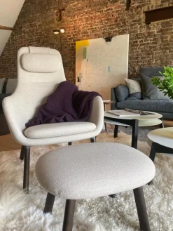 Vitra Relaxsessel|Sessel Hal Lounge Mit Ottoman Stoff Dumet 02 Beige Melange Füße Eiche Dunkel