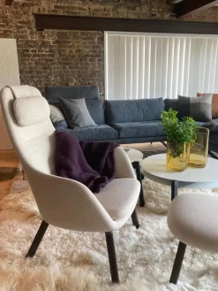 Vitra Relaxsessel|Sessel Hal Lounge Mit Ottoman Stoff Dumet 02 Beige Melange Füße Eiche Dunkel