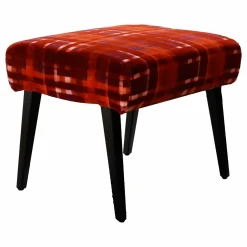 Werther Relaxsessel|Sessel Hanson 460 Rubelli Macallan 30260-004 Cat. V Rot Kariert Gestell Buche Schwarz mit Hocker