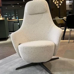 B&B Italia Loungesessel|Relaxsessel|Sessel Harbor Laidback Stoff Sambuco Weiß Gestell Schwarz Pulverbeschichtet Inklusive Hocker