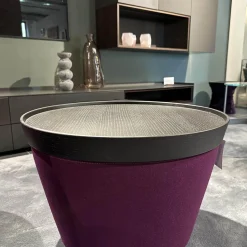 B&B Italia Relaxsessel|Sessel Harbor Stoff Veilchen Violett Drehgestell Grau Metallisiert Mit Tablett Eiche Schwarz Gebürstet Kopfkissen Und Hocker