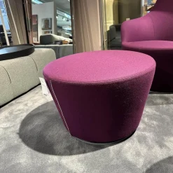 B&B Italia Relaxsessel|Sessel Harbor Stoff Veilchen Violett Drehgestell Grau Metallisiert Mit Tablett Eiche Schwarz Gebürstet Kopfkissen Und Hocker