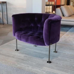 Walter Knoll Loungesessel|Sessel Hausmann Stoff Harald 2 Col 692 Aubergine Violett Rundstahlfüße Schwarz Chrom