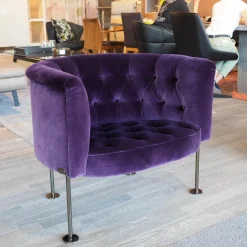 Walter Knoll Loungesessel|Sessel Hausmann Stoff Harald 2 Col 692 Aubergine Violett Rundstahlfüße Schwarz Chrom