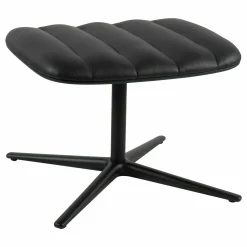 Walter Knoll Loungesessel|Relaxsessel|Sessel Healey Lounge Leder Congress Asphalt 252 Cat. 55 Grau Fußkreuz Schwarz mit Hocker