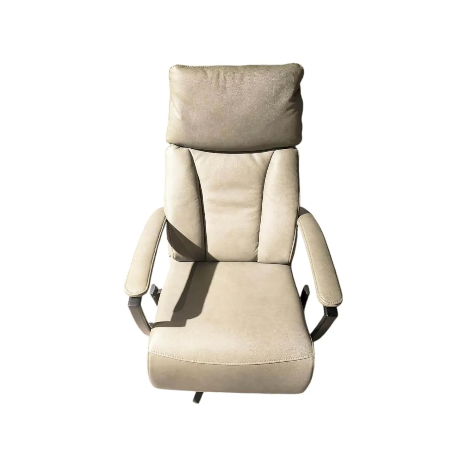 Hukla Relaxsessel|Sessel Henning Leder BelVita Olive 59 Beige Sternfuß Schwarz Inklusive Motorischer Verstellung