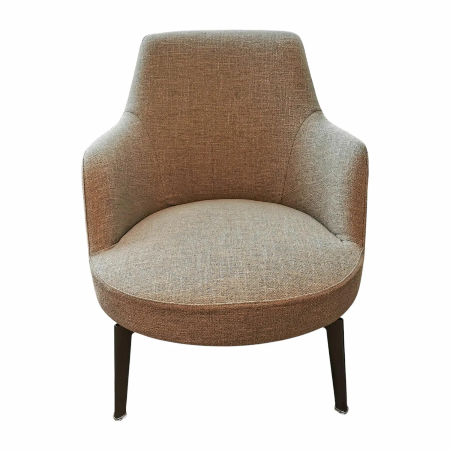 Flexform Loungesessel|Sessel Hera Stoff Elvira 1725 Beige Füße Metall Brüniert