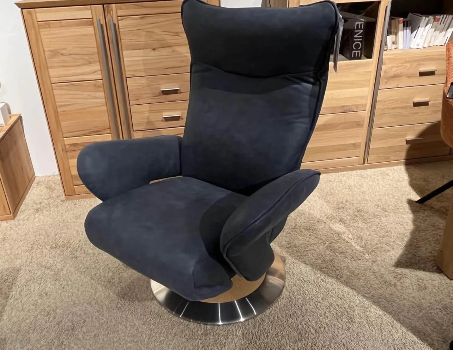 himolla Relaxsessel|Sessel 7722 MB Wien Relaxsessel Mit 2 Motorischer Verstellung Und Akku Naturleder Fuß Holzteller Mit Edelstahlring