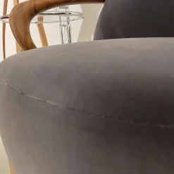 Giorgetti Loungesessel|Sessel Hug Stoff Adamo&Eva 107 Antracite Gestell Nussbaumholz Dunkel Gebeizt