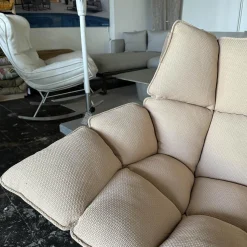 B&B Italia Loungesessel|Sessel Husk Outdoor Mit Armlehne Bezug Stoff Sila Altrosa Gestell Aluminium Weiß Lackiert