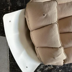 B&B Italia Loungesessel|Sessel Husk Outdoor Mit Armlehne Bezug Stoff Sila Altrosa Gestell Aluminium Weiß Lackiert