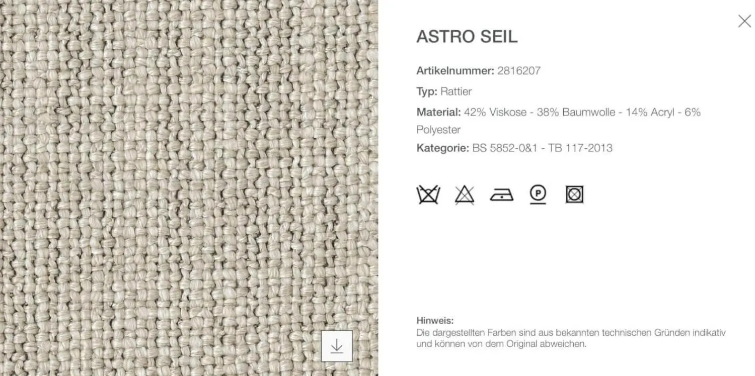 B&B Italia Relaxsessel|Sessel Husk Stoff Rattier Astro Seil Beige Schale Kunststoff Weiß Gestell Eiche Hell Gebürstet Mit Hocker