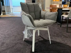 B&B Italia Einzelstühle|Relaxsessel|Sessel Husk Stoff Scozia 2489151 Grau Gestell Weiß Lackiert Ohne Drehfunktion