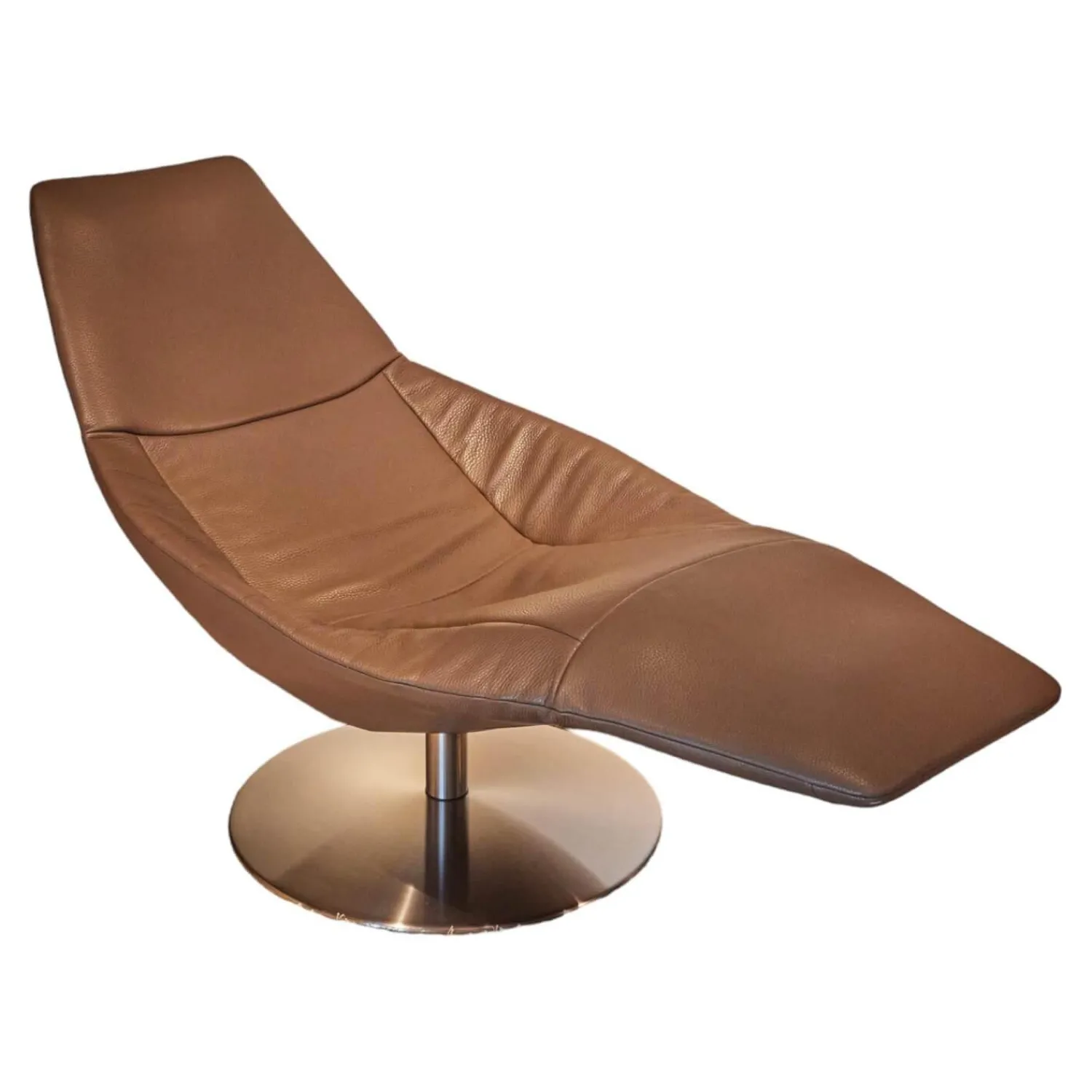 Jori Relaxsessel|Sessel Icarus Lounge S Leder Fuerte Topo Braun Fuß Rund Edelstahl Gebürstet