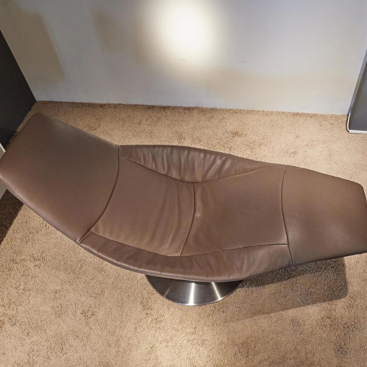 Jori Relaxsessel|Sessel Icarus Lounge S Leder Fuerte Topo Braun Fuß Rund Edelstahl Gebürstet