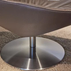 Jori Relaxsessel|Sessel Icarus Lounge S Leder Fuerte Topo Braun Fuß Rund Edelstahl Gebürstet