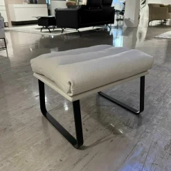 Leolux Relaxsessel|Sessel Indra Leder Senso 9050 Pampas Weiß Gestell Schwarz mit Hocker