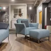 Erpo Relaxsessel|Sessel inkl. Hocker Modena 220 Bezug Stoff Prairie 2022 45 Hellblau Mit Biese Keder Leder Dunkelblau Inklusive Hocker Und Kissen