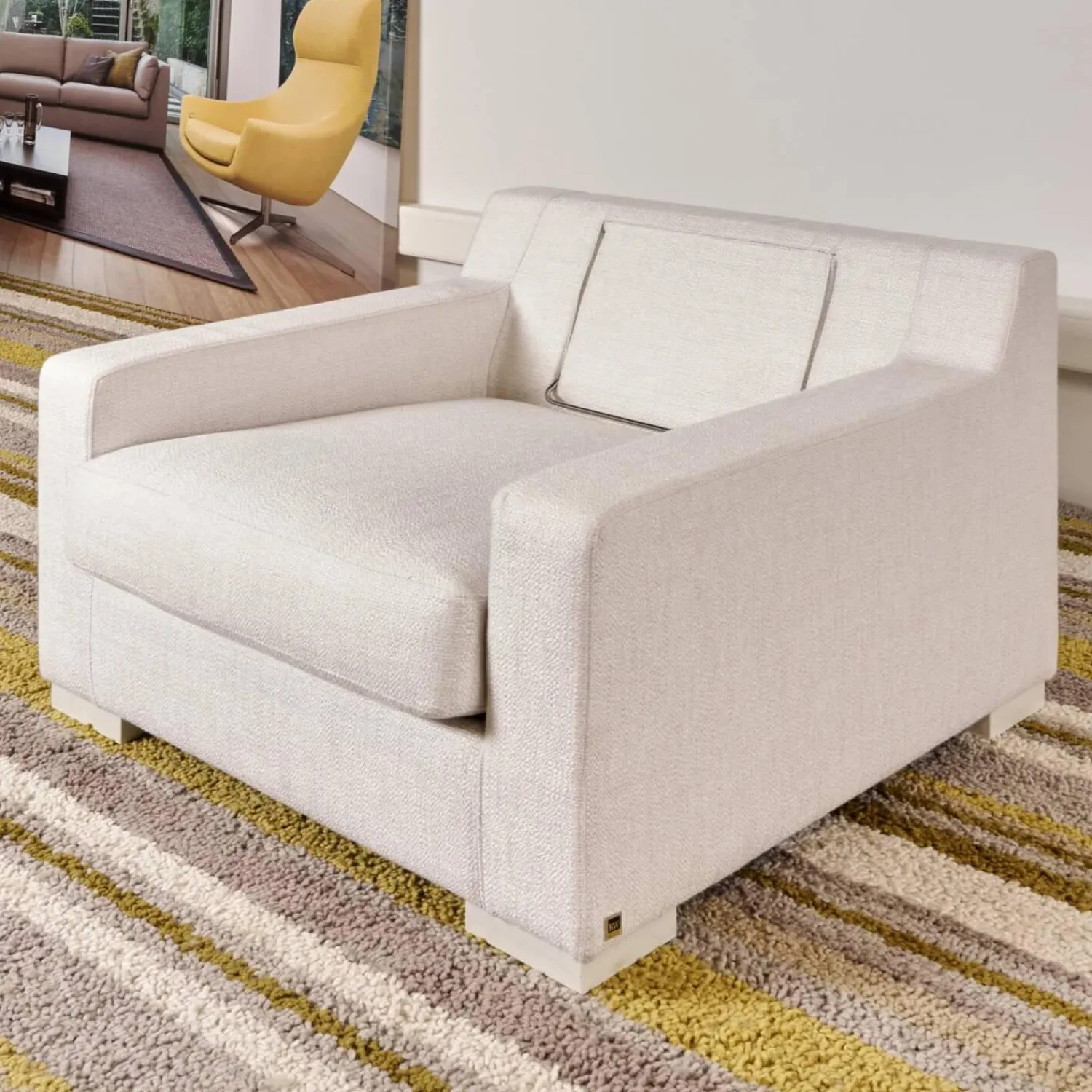 Bielefelder Werkstätten Loungesessel|Relaxsessel|Sessel Inspiration Stoff Joell 1742-171 Weiß Grau Mit Blockfüße