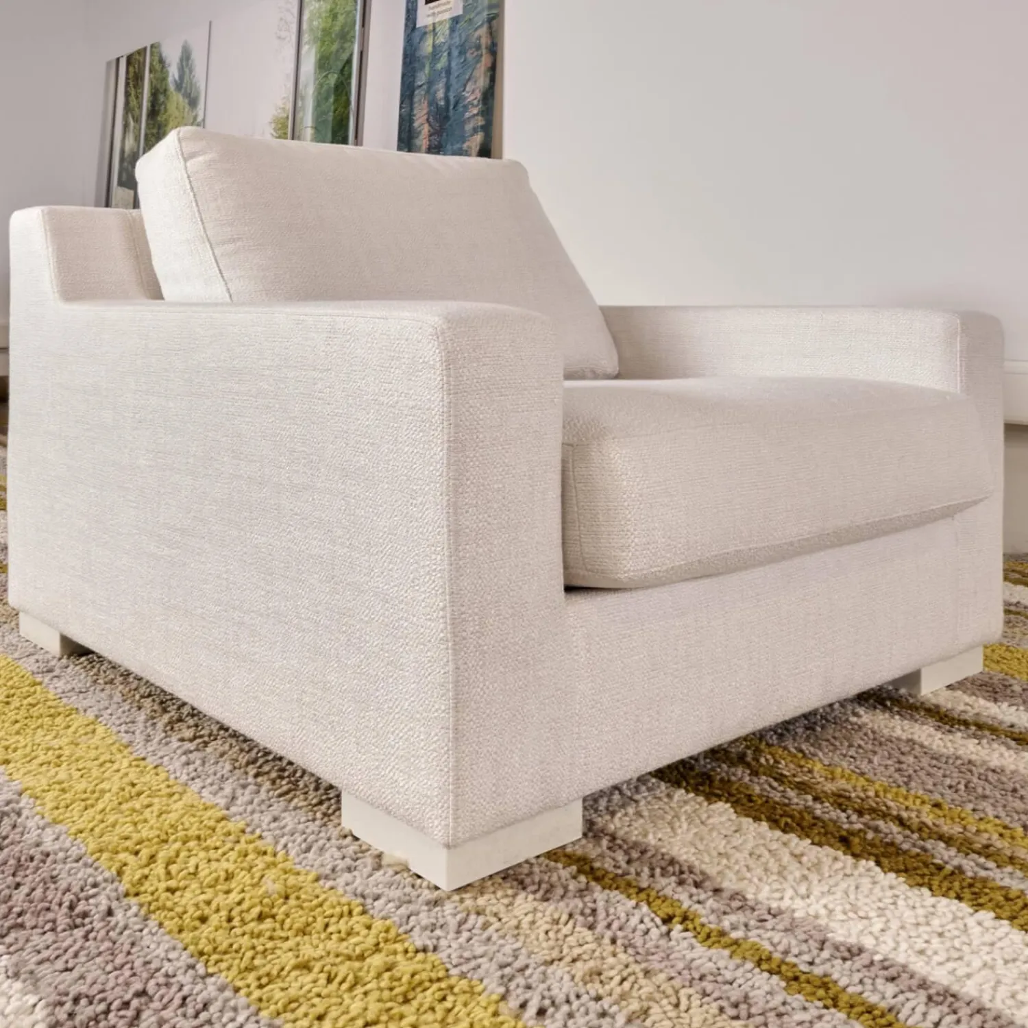 Bielefelder Werkstätten Loungesessel|Relaxsessel|Sessel Inspiration Stoff Joell 1742-171 Weiß Grau Mit Blockfüße