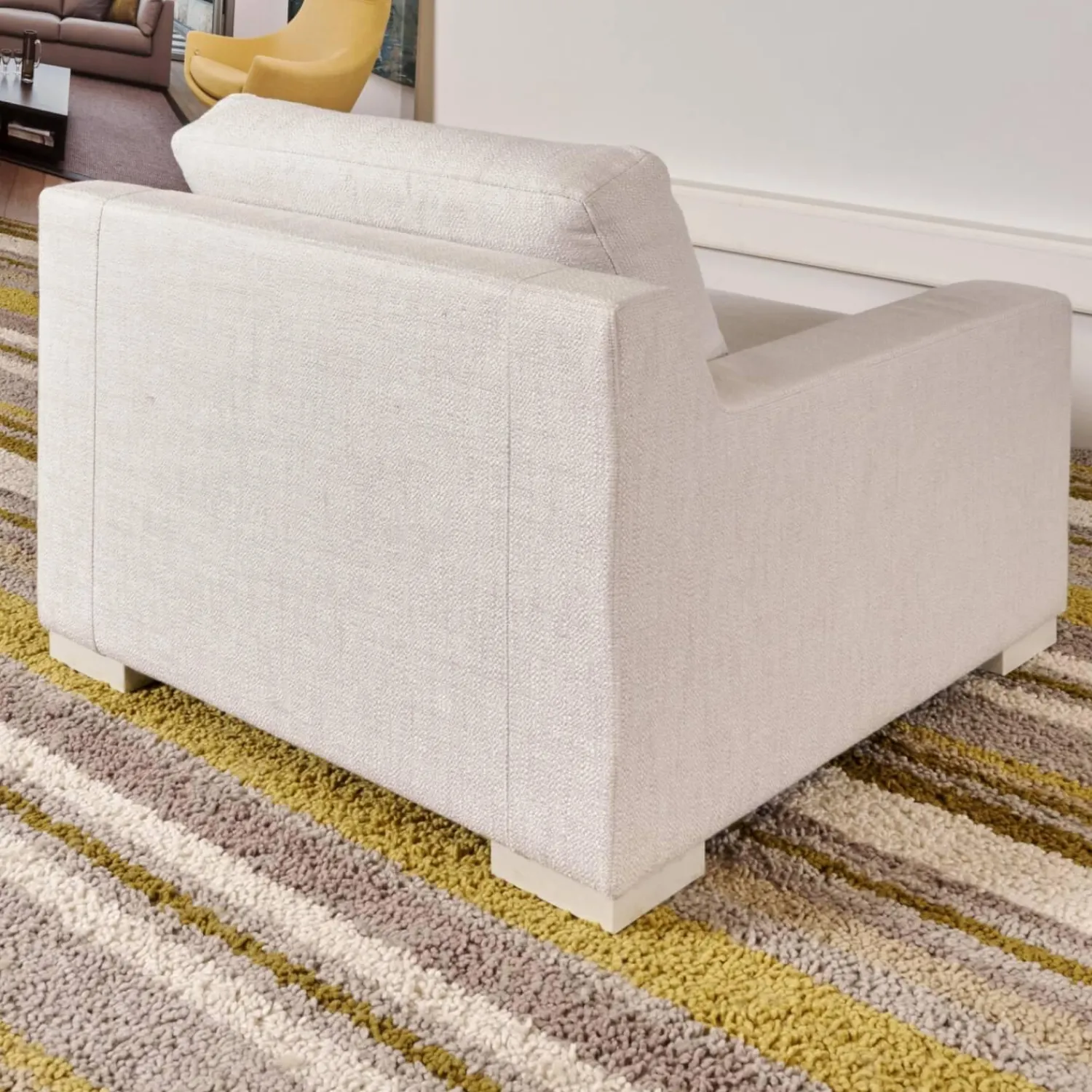 Bielefelder Werkstätten Loungesessel|Relaxsessel|Sessel Inspiration Stoff Joell 1742-171 Weiß Grau Mit Blockfüße