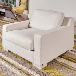 Bielefelder Werkstätten Loungesessel|Relaxsessel|Sessel Inspiration Stoff Joell 1742-171 Weiß Grau Mit Blockfüße