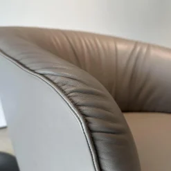 Walter Knoll Loungesessel|Sessel Ishino 195 10 Leder Elen 1406 Taupe Beige Drehteller Schwarz Matt Mit Kunststoffgleitern