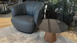 Walter Knoll Loungesessel|Sessel Ishino Leder Congress 1441 Basalt Schwarz Grau Sockel Schwarz Lackiert