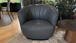 Walter Knoll Loungesessel|Sessel Ishino Leder Congress 1441 Basalt Schwarz Grau Sockel Schwarz Lackiert