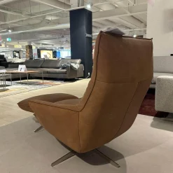 Koinor Relaxsessel|Sessel Isira Bezug Leder A-India Karme Beige Drehgestell Nickel Satiniert Inklusive Hocker