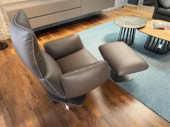 COR Relaxsessel|Sessel Jalis Lounge Leder 246 Schoko-Grau mit Hocker