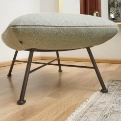 COR Loungesessel|Sessel Jalis Lounge Stoff 8305 Mintgrün Grün Grau Drahtgestell F01 Schwarzbraun Inklusive Hocker